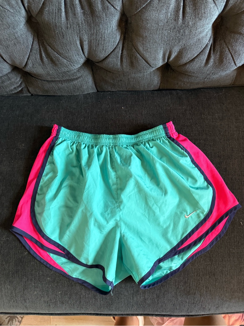 Nike Women's Teal and Hot Pink Athletic Running Shorts